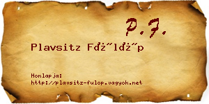 Plavsitz Fülöp névjegykártya